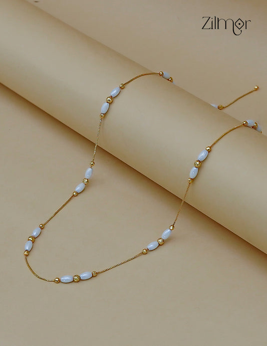 18K Gold Plated White Pearl Bead Chain Necklace - KT1012565