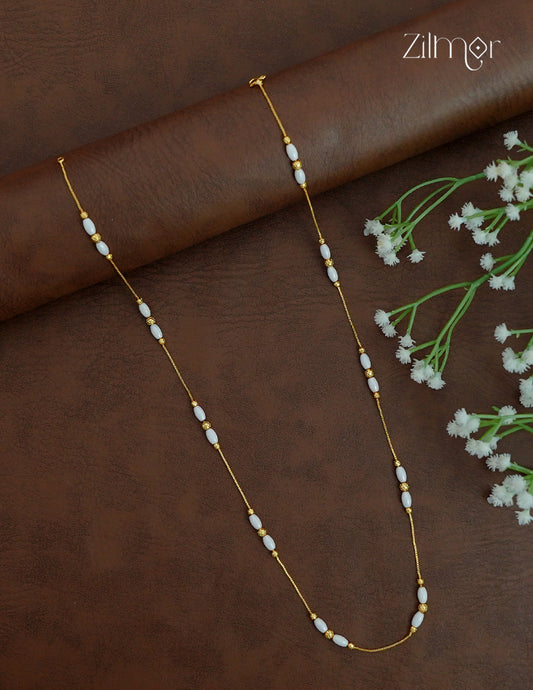 18K Gold Plated White Pearl Bead Chain Necklace - KT1012565