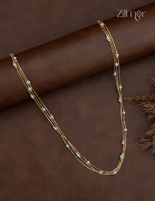 18K Gold & White Gold Mix Beads Layered Necklace styled on dark backdrop showing layered chains