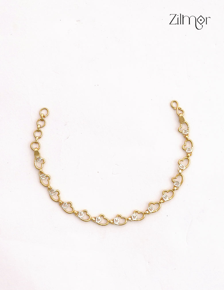18K Gold & White Gold Heart Link Bracelet - TR1012713