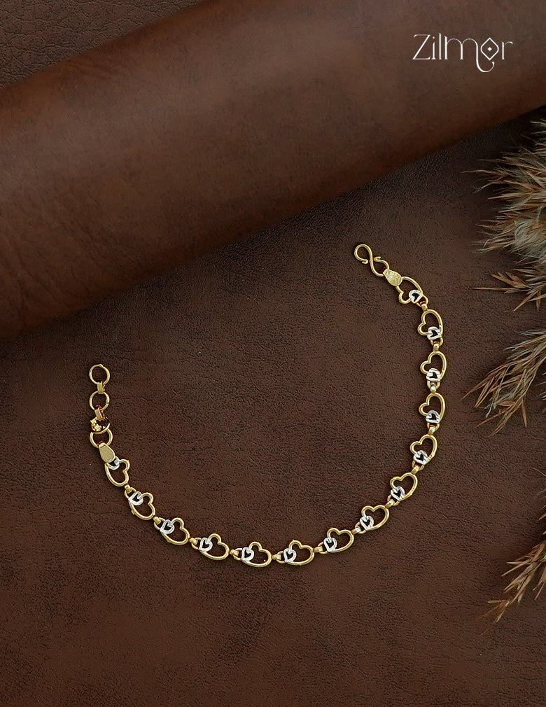 18K Gold & White Gold Heart Link Bracelet - TR1012713