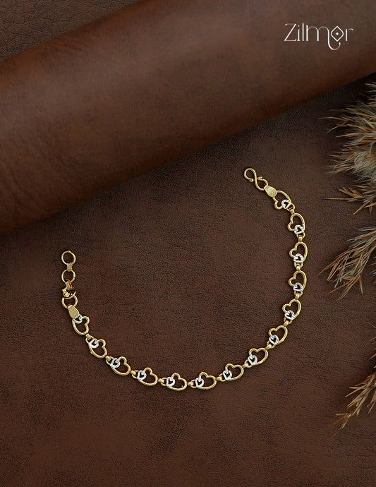 18K Gold & White Gold Heart Link Bracelet - TR1012713