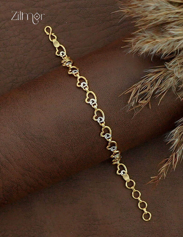 18K Gold & White Gold Heart Link Bracelet - TR1012713