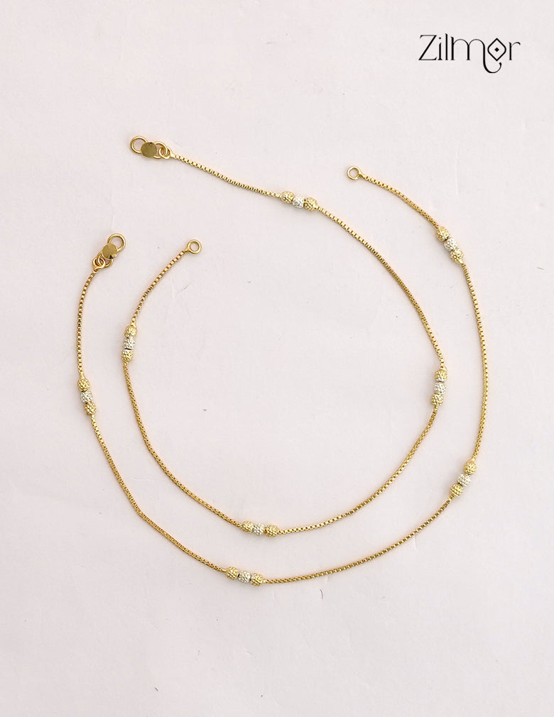 18K Gold & White Gold Mix Pair Anklet - PP1012576
