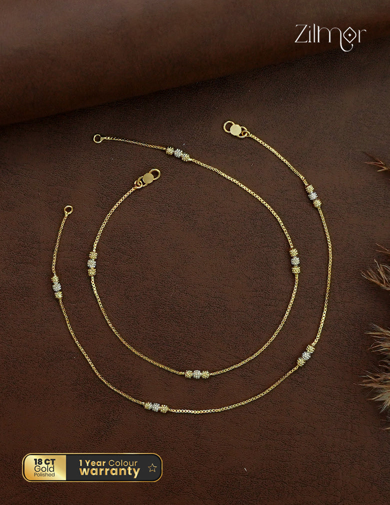 18K Gold & White Gold Mix Pair Anklet - PP1012576