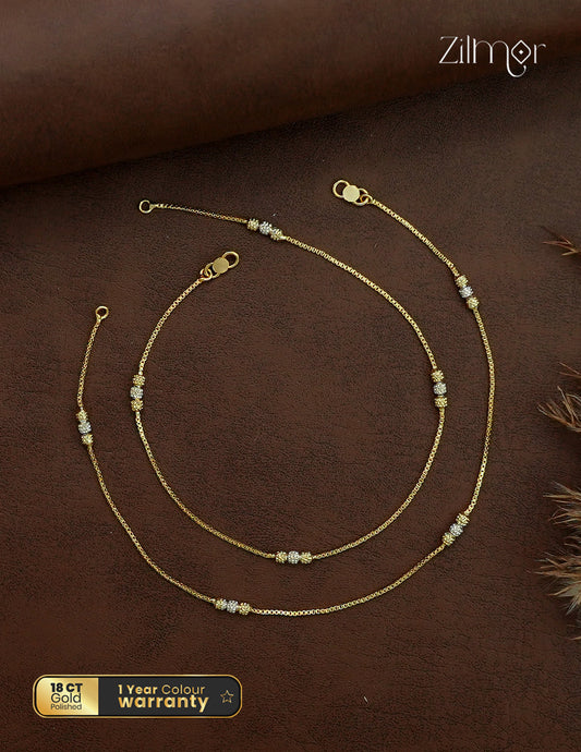 18K Gold & White Gold Mix Pair Anklet - PP1012576