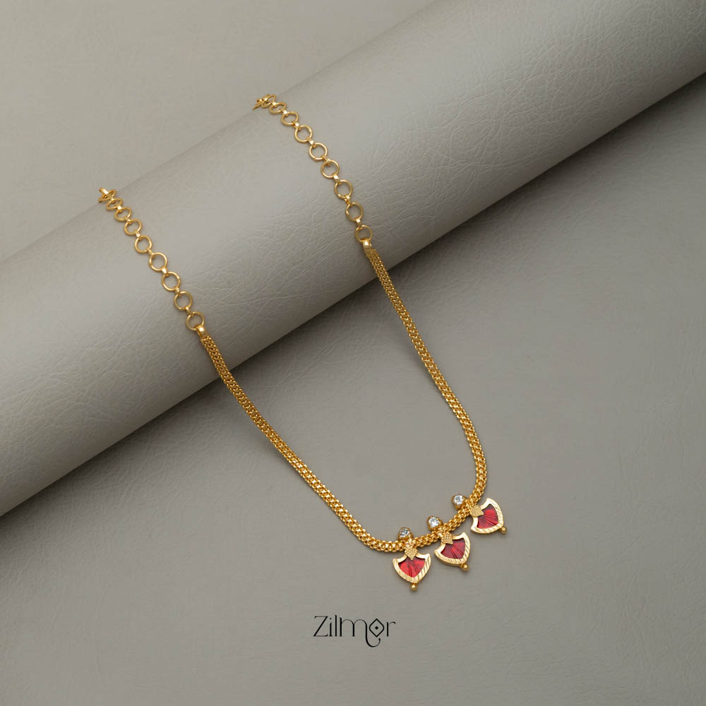 KY101151 - Simple Three Petals Palakka Necklace