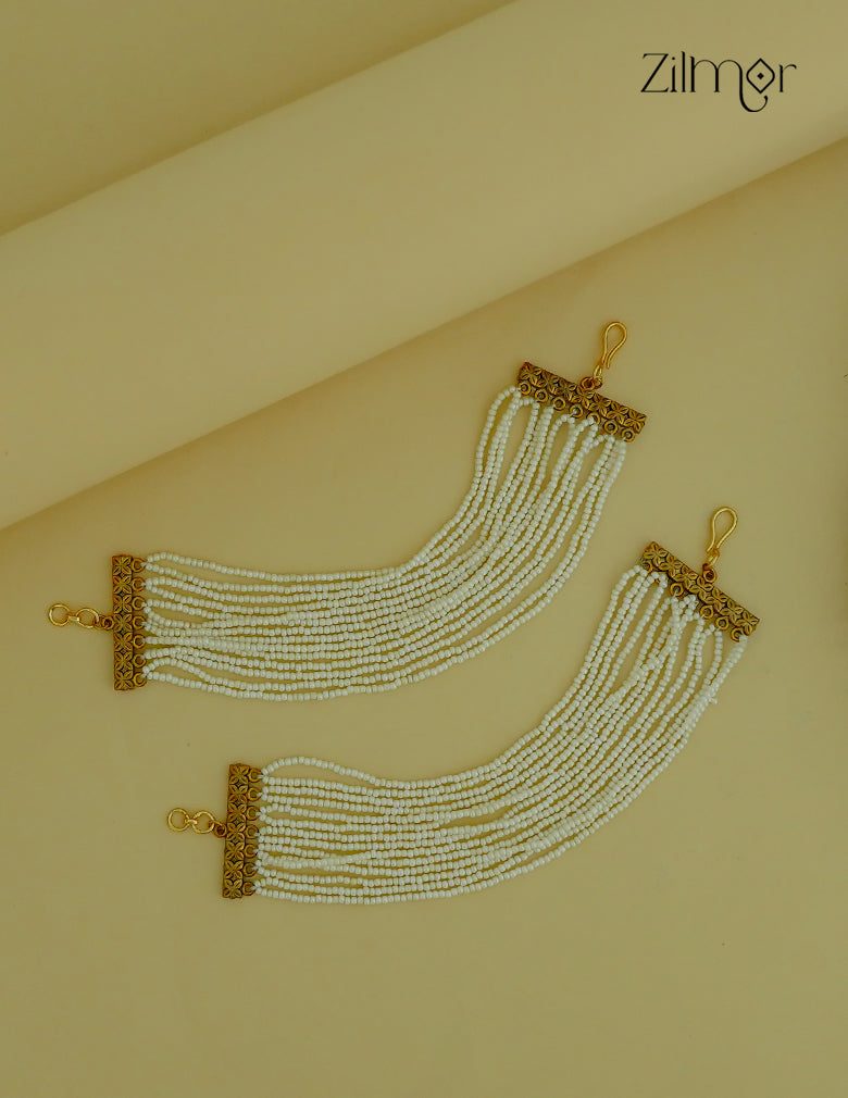 Multi Layer Pearl Bridal Earchain Maatal - KS1012199