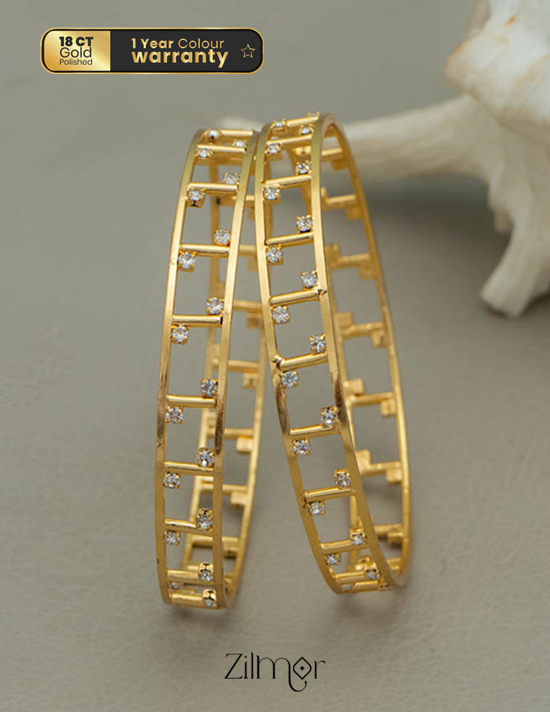 KF101629 - Gold Plated stone bangle (pair) 1-Zilmor