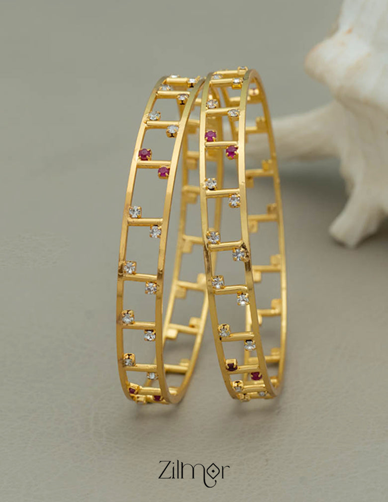 KF101629 - Gold Plated stone bangle (pair) 3-Zilmor
