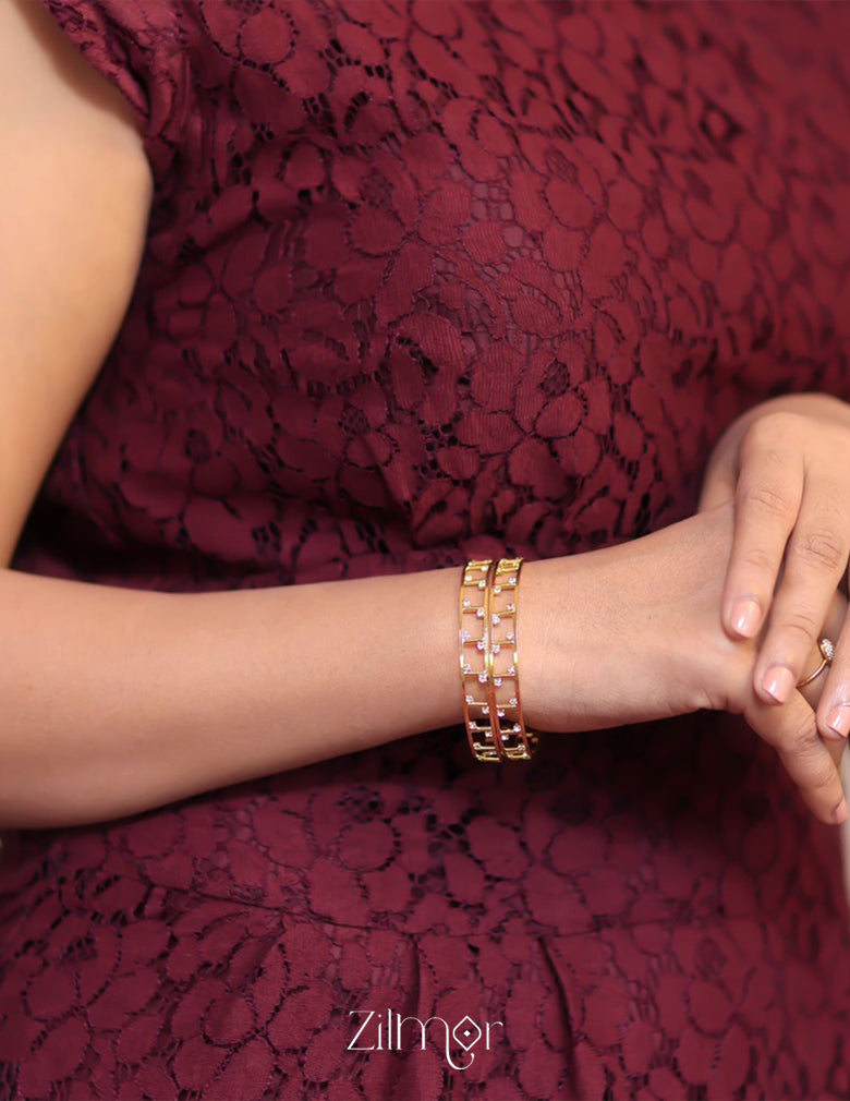 KF101629 - Gold Plated stone bangle (pair) 2-Zilmor