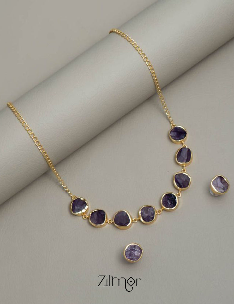 Natural Raw Stone Necklace Set  - KE100390 3-Zilmor