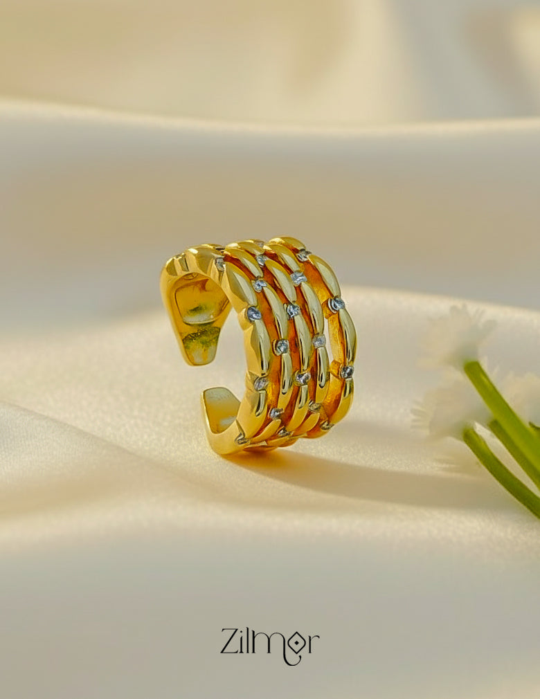 18K Gold Plated Cuff Adjustable Statement Ring – Bold and Elegant Jewelry