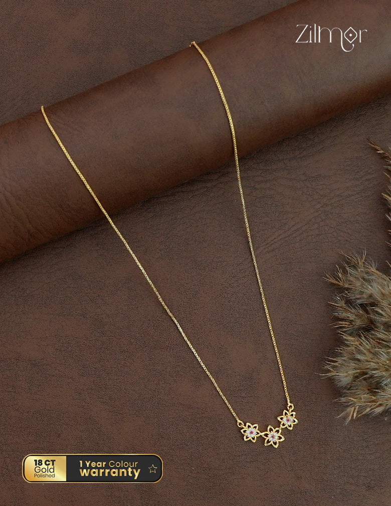 18k Gold Plated Simple Chain Necklace - TR1012334