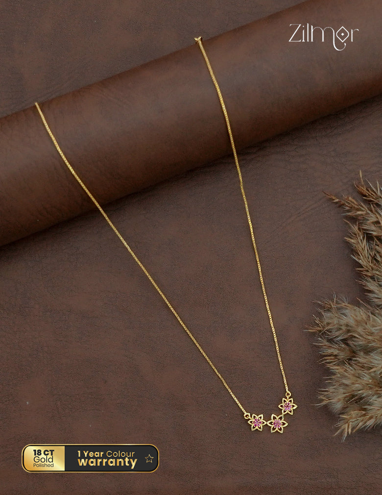 18k Gold Plated Simple Chain Necklace - TR1012334