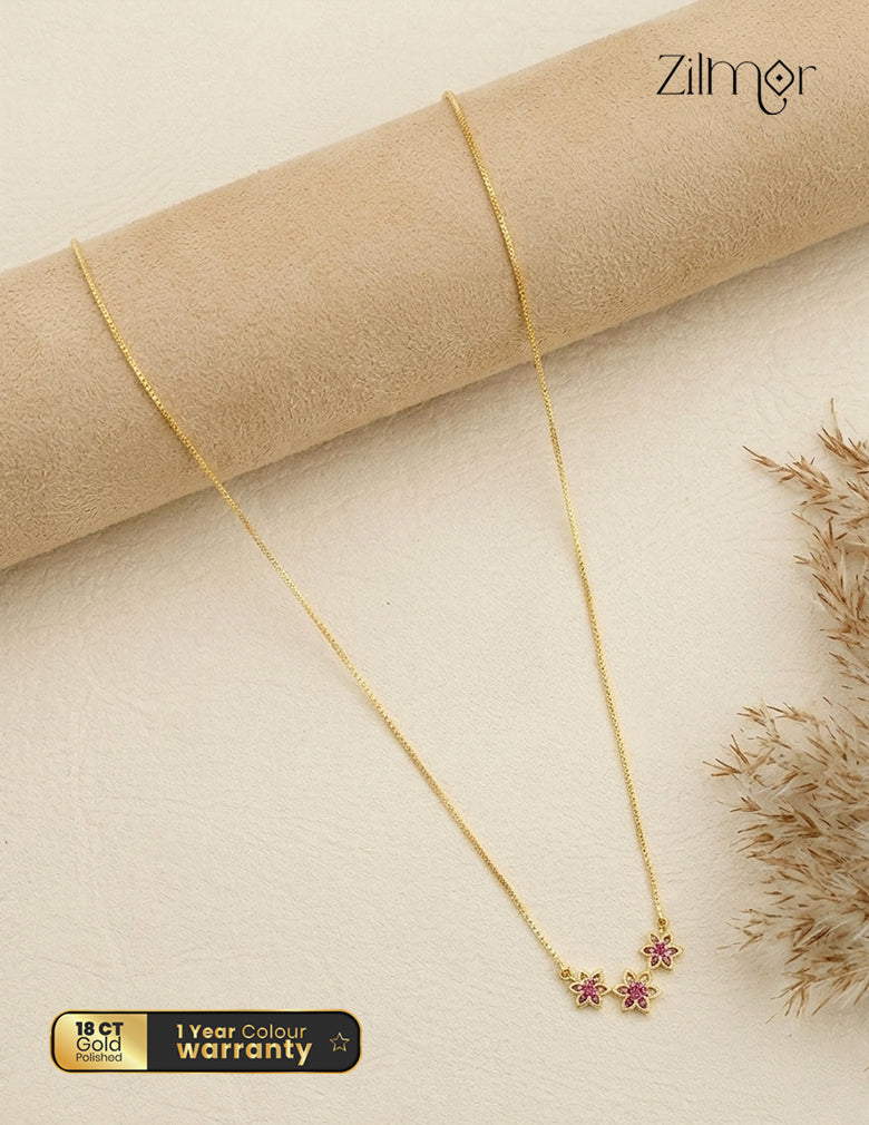 18k Gold Plated Simple Chain Necklace - TR1012334