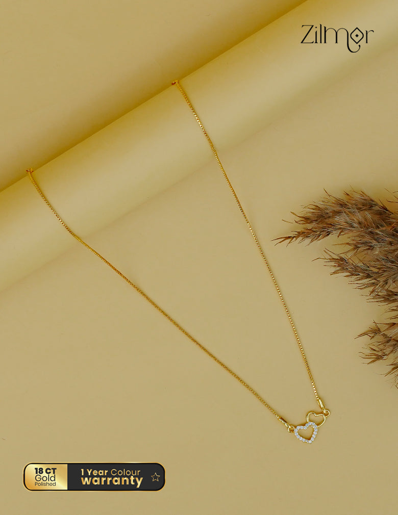  Gold  toned Simple Chain Necklace-1