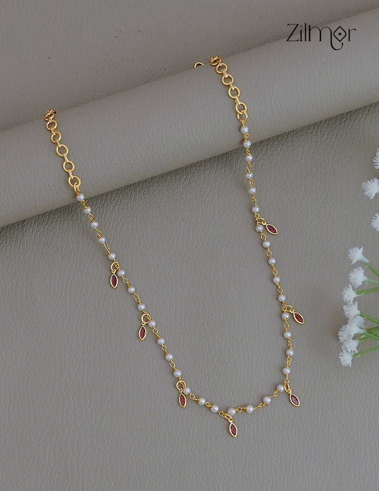 18k Goldplated Pearl With Semi Precious Stone Necklace - KY1012358