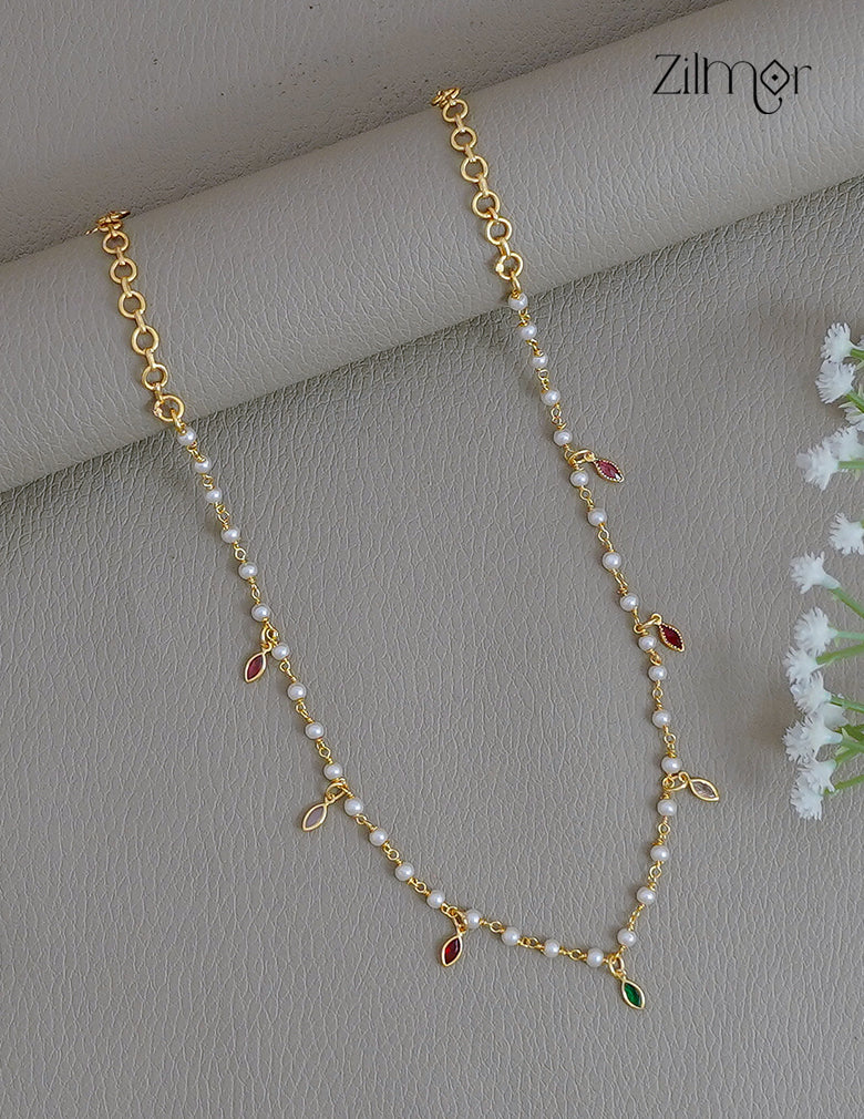 18k Goldplated Pearl With Semi Precious Stone Necklace - KY1012358