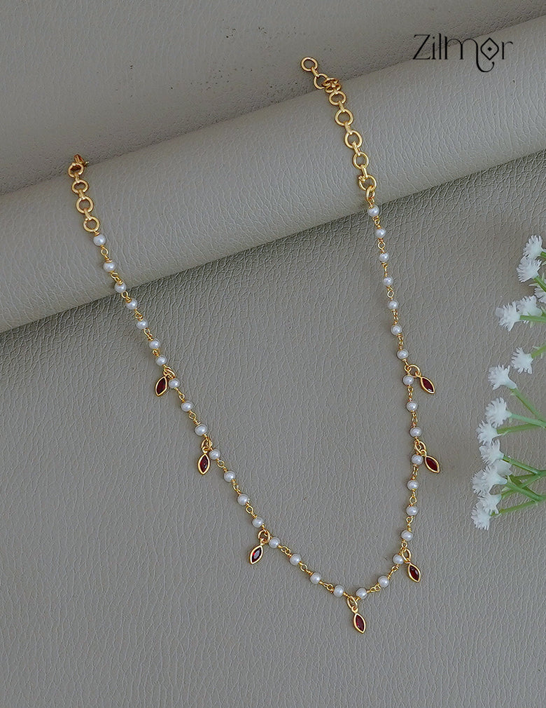 18k Goldplated Pearl With Semi Precious Stone Necklace - KY1012358