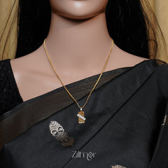 PE1011599-  Gold Tone AD Stone  Simple Necklace