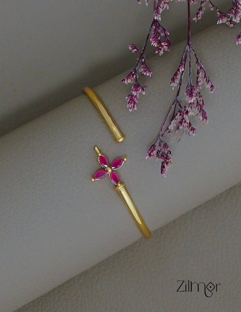 SG1011973- Gold Plated Flower Openable Bangle