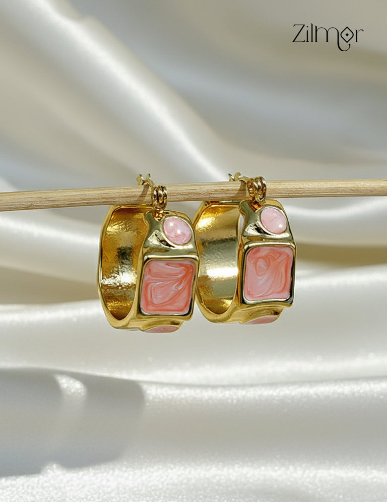 ZF1012123 - Trendy Contemporary Golden Enamel AntiTarnish Hoop Earrings