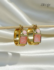 ZF1012123 - Trendy Contemporary Golden Enamel AntiTarnish Hoop Earrings