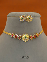 SN101679 - Premium Antique Stone Choker with Earrings 2-Zilmor