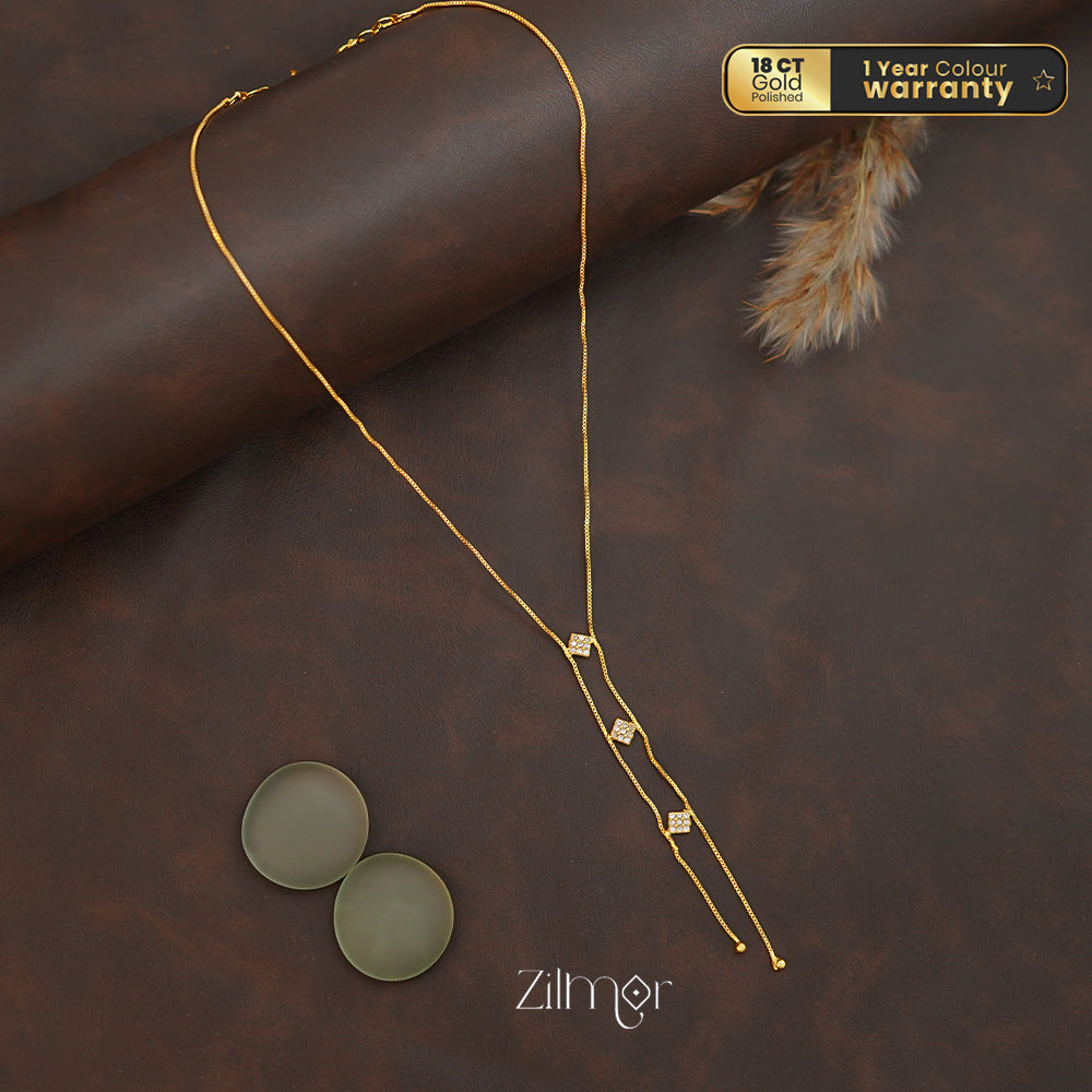 ZK1011415 -  Gold Tone AD Stone  Simple Necklace