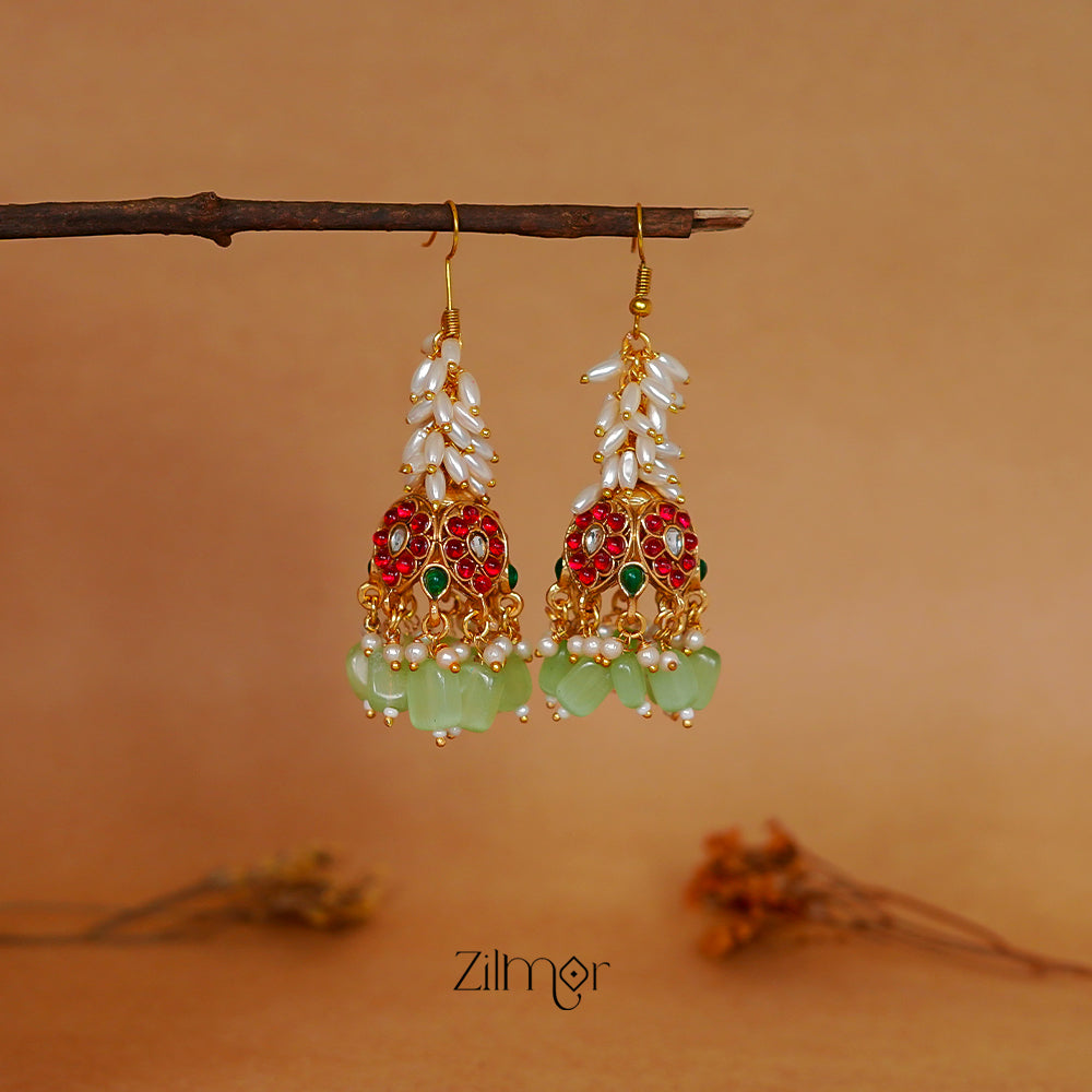 BH1011533 - Pearl Cluster Hoop Jumkha Earrings