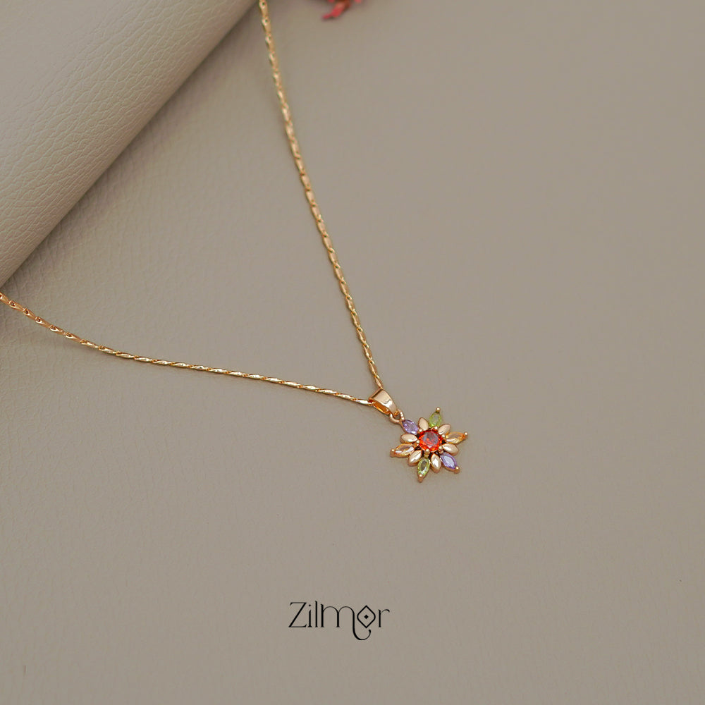 ZN1011522 -  Gold Tone AD Stone  Simple Necklace