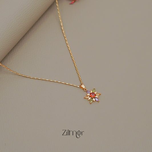 ZN1011522 -  Gold Tone AD Stone  Simple Necklace