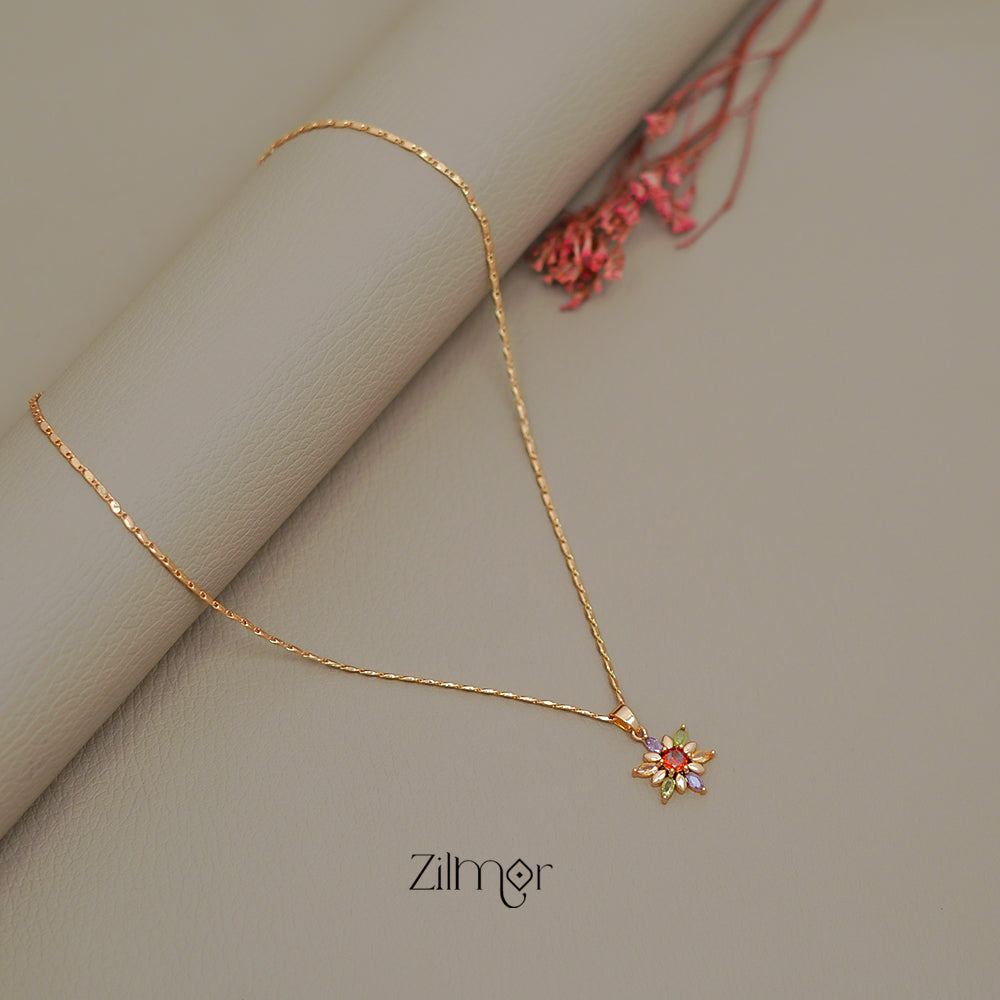 ZN1011522 -  Gold Tone AD Stone  Simple Necklace