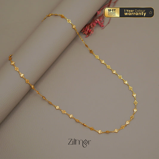 KT1011531 - Gold toned Simple Heart Chain Necklace