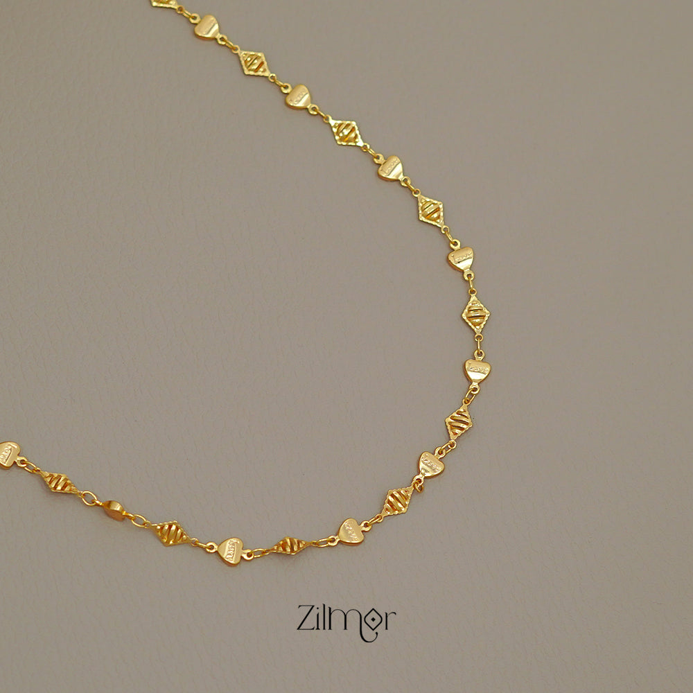 KT1011531 - Gold toned Simple Heart Chain Necklace