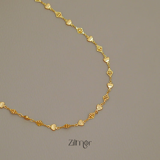 KT1011531 - Gold toned Simple Heart Chain Necklace