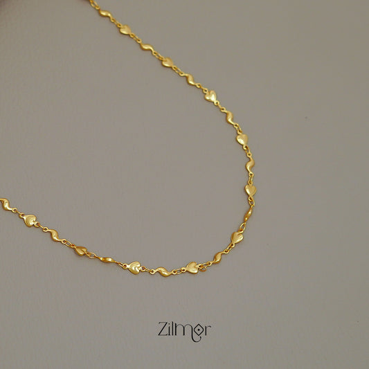 KT1011529 - Gold toned Simple Heart Chain Necklace