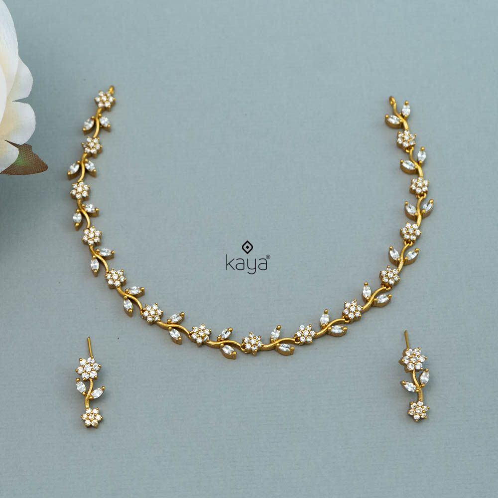 NV101018 - AD Stone Necklace with Earring set