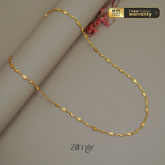 KT1011529 - Gold toned Simple Heart Chain Necklace