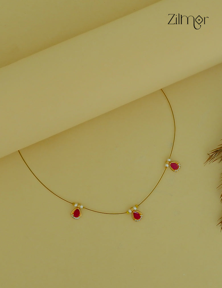 SN1011677- AD Stone with Pearl Pendant Hanging Invisible Necklace (color option)