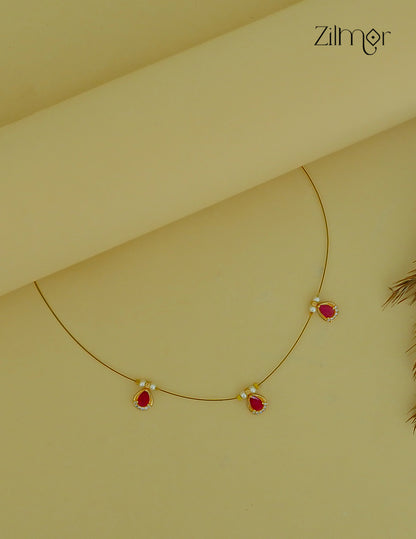 SN1011677- AD Stone with Pearl Pendant Hanging Invisible Necklace (color option)