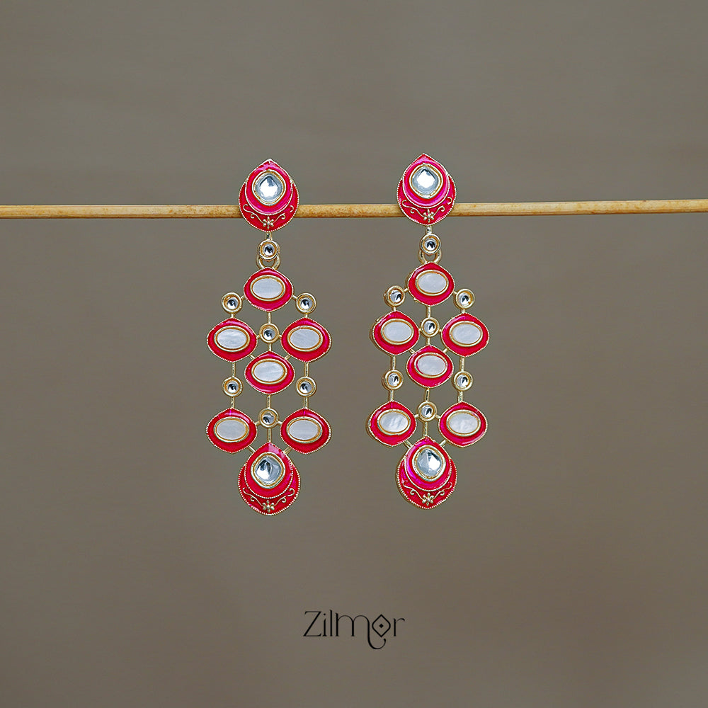 FS1011240 - Meenakari Kundan Long Earrings