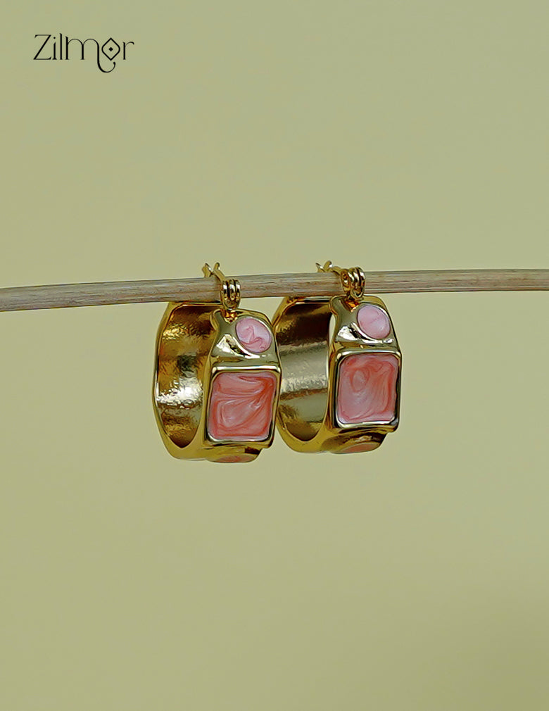 ZF1012123 - Trendy Contemporary Golden Enamel AntiTarnish Hoop Earrings