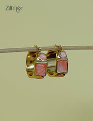 ZF1012123 - Trendy Contemporary Golden Enamel AntiTarnish Hoop Earrings