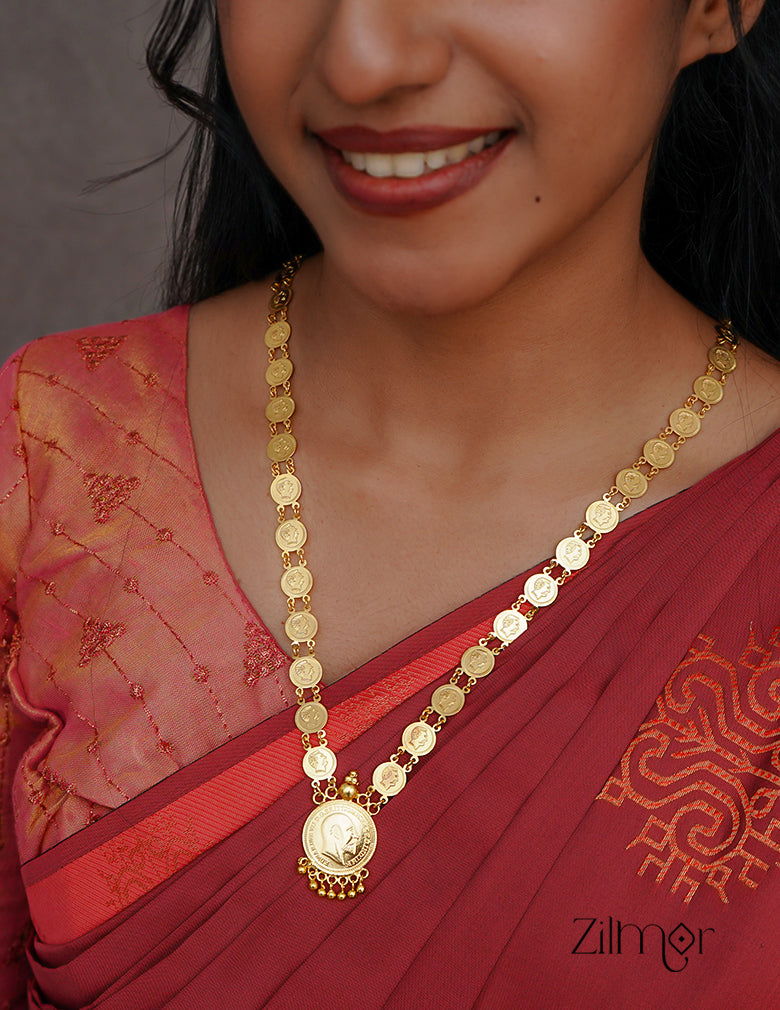 PP101086 - Gold Plated Kaashu coin Long Haram Necklace 6-Zilmor