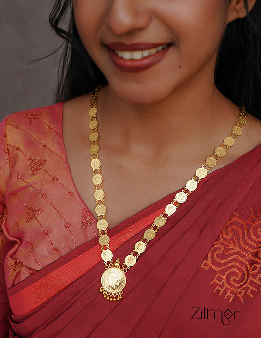 PP101086 - Gold Plated Kaashu coin Long Haram Necklace 6-Zilmor