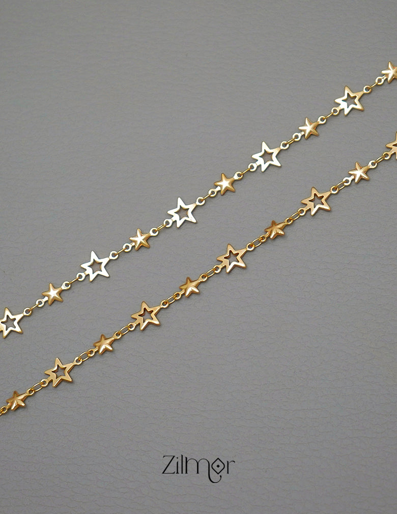 KT1011694- Gold Plated  Pair Star Anklets 2-Zilmor