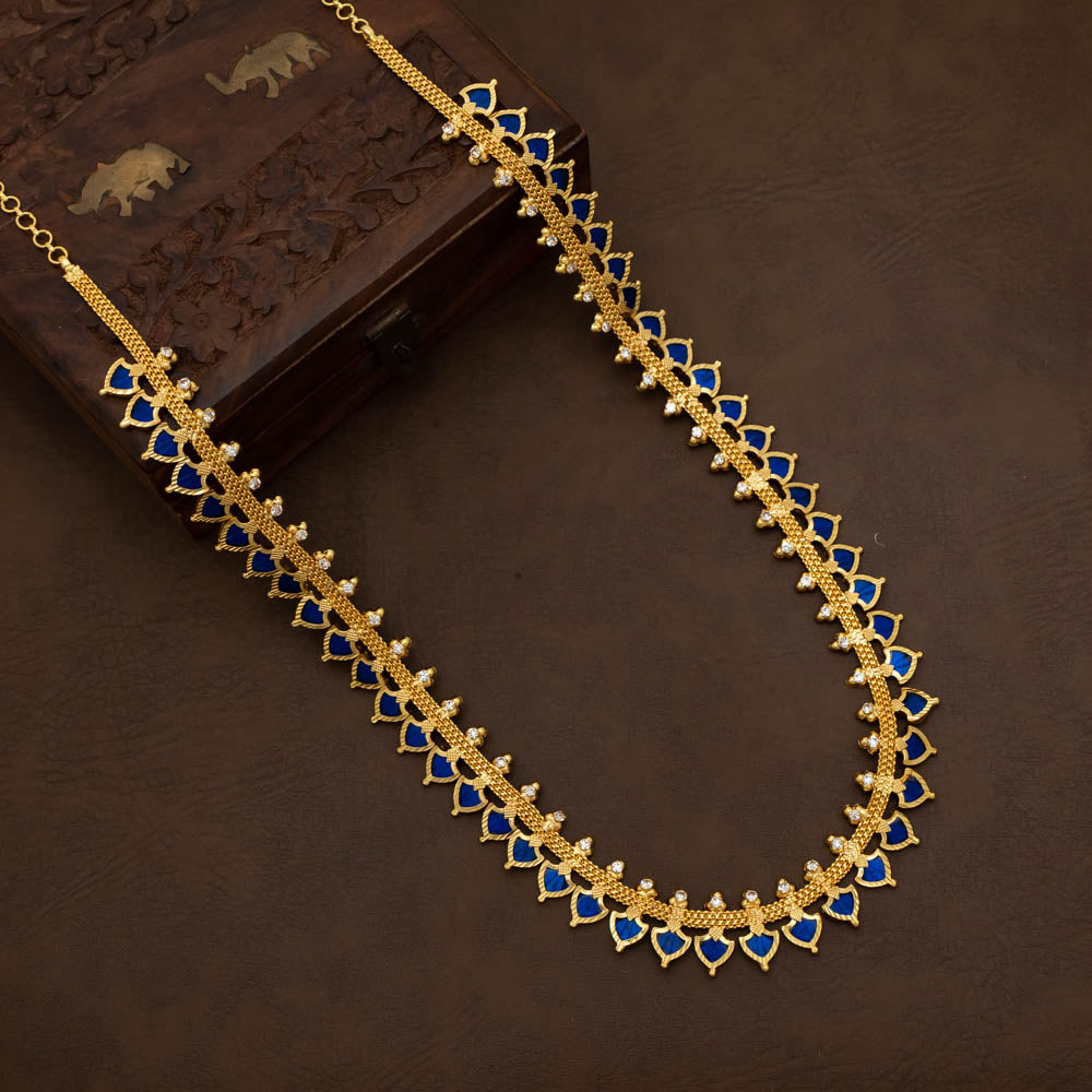 Gold tone Long palakka Haram Necklace (color option)