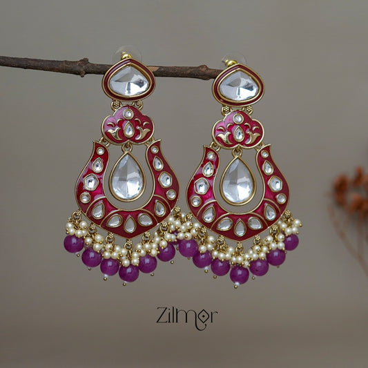 FS1011254 -  Kundan Chandbali Studded Drop Earrings